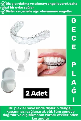 Diş Çene Sıkma Gıcırdatma Bruksizm Önleyici Gece Plağı Koruyucu Uyku Aparatı Protez Kaplı 2 Adet