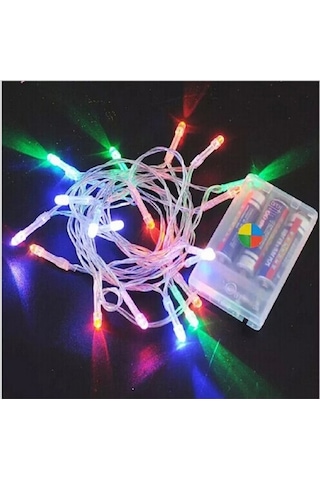 CajuArt 3 Metre 30 Led Şeffaf Kablo RGB Renkli Pilli Led Işık Süs