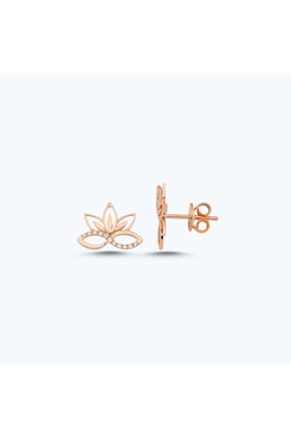 Altınbaş Pırlanta Lotus Çiçeği Küpe Eeh973-14k Beyaz