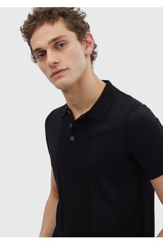 Ramsey Siyah Polo Yaka Jakarlı Triko