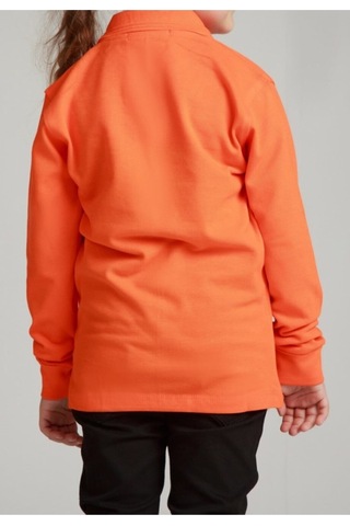 Nacar Store Kız & Erkek Çocuk Uzunkol Polo Yaka Okul T-shırt Turuncu