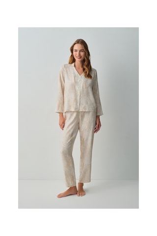 Suwen Wild Gömlek Yaka Pijama Takımı Wsh105101521463 Timsah Desenli