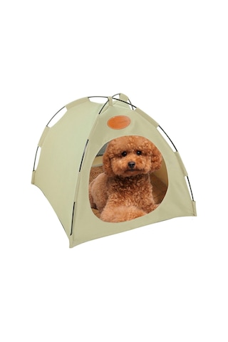 Vkemall Xl Bej Kedi Köpek Çadır Yatağı - Katlanabilir Dış Mekan Evcil Hayvan Konaklama Tulumu Yastık Dahil