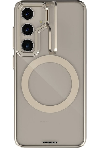 Galaxy Uyumlu S24 Plus Kılıf Magsafe Şarj Özellikli Sararma Önleyici Youngkit Crystal Grid Kapak Gold