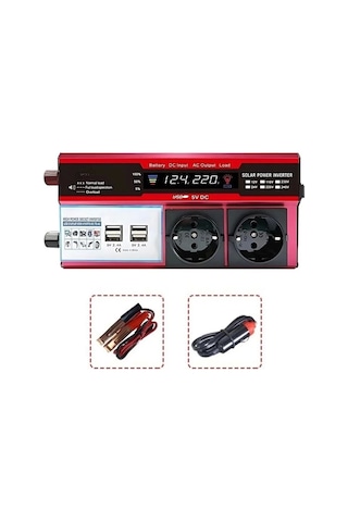 12v 2000w Modifiye Sinüs İnverter Araç Ve Güneş Enerjisi Uyumlu, Çift Usb, Çift Priz Ve Çakmaklık Ep