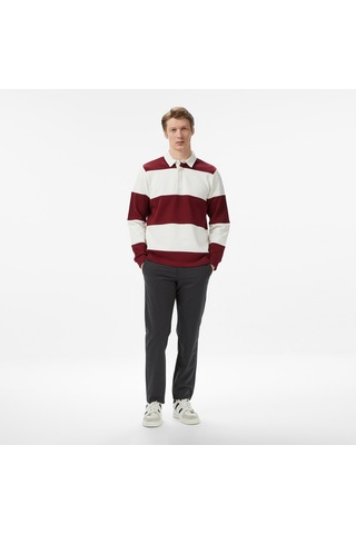 Nautica Erkek Bordo Regular Fit Uzun Kollu Çizgili Polo Yaka T-shirtçizgilik65373t
