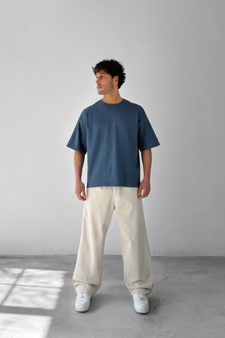 Flaw Atelıer Basic Boxy Fit İndigo Tişört-29573