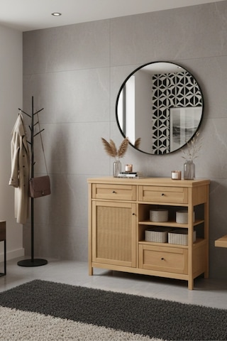 Altea Rattan Detaylı Çok Amaçlı Masif Büfe Ahşap