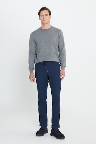 Ac&Co / Altınyıldız Classics Erkek Lacı Slim Fit Dar Kesim Beli Bağlamalı Esnek Pantolon Lacı Lacivert