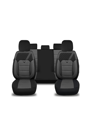 Minderland K1 - Hyundai Accent İle Uyumlu Koltuk Kılıfı, Tam Takım/gri-siyah