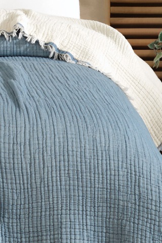 Varol 5 Katlı %100 Pamuk Müslin Yatak Örtüsü 230x240 Cm Mavı/cıftkısılık Mavi