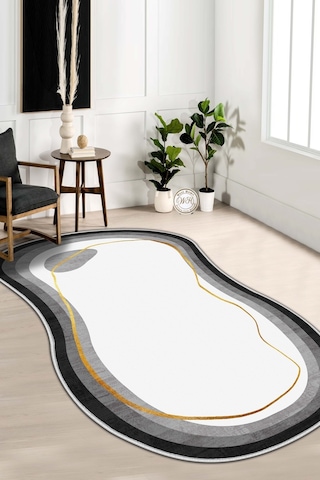 West Home Makinede Yıkanabilir Kaymaz Taban Leke Tutmaz Kesimli Salon Halısı Mutfak Halısı Ve Yolluk 609 White