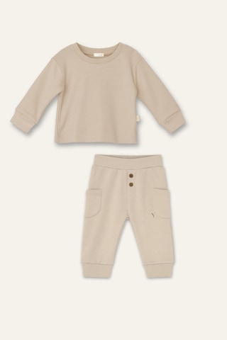 Mininio Unisex Bebek Organik İkili Takım - Ekru Ekru