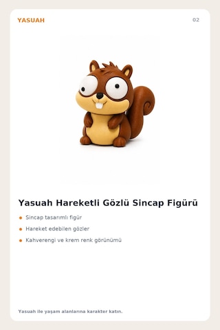 Yasuah Hareketli Gözlü Sincap Figürü
