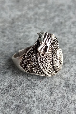 Game of Thrones Targaryen Ejderhası Şekilli Gümüş Kaplama Erkek Yüzük