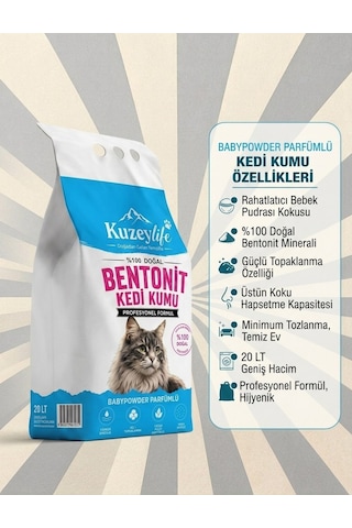 Kuzeylife Bentonit Kedi Kumu Babypowder Parfümlü 20 Lt