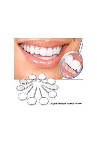 Moveevo 10 Adet Paslanmaz Çelik Diş Aynası - 45 Derece Açılı Profesyonel Ağız Muayene Aleti