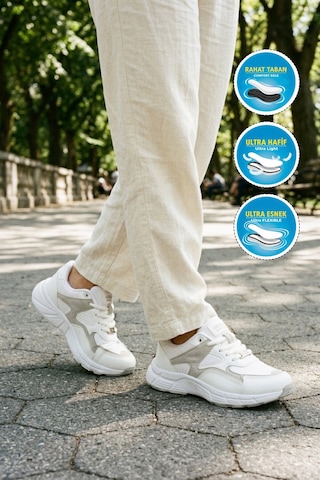 Grijak Beyaz Bağcıklı Unisex Spor Ayakkabı 304 G