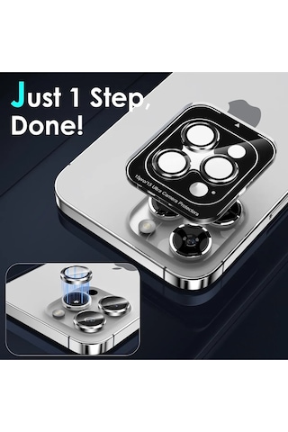 Ennar Apple Uyumlu iPhone 15 Pro Max Gerçek Cam Safir Lens Koruma Siyah Siyah
