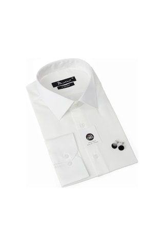 Krem Ekstra Büyük Yaka 4 Drop Rahat Kesim Micro Kumaş Kol Düğmeli Regular Fit Erkek Gömlek - 189-10-dc24w 001