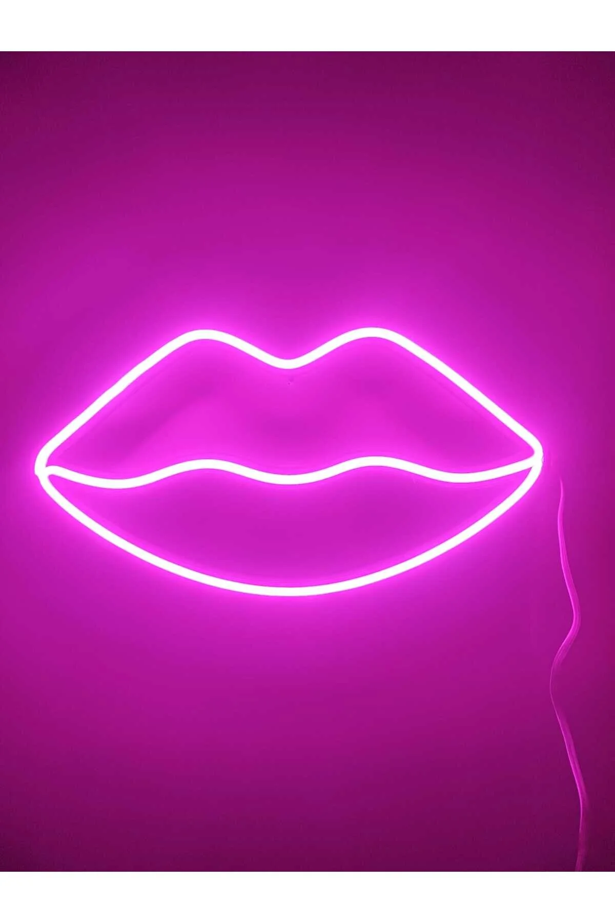Dudak Neon Led 3d Baskı Pembe