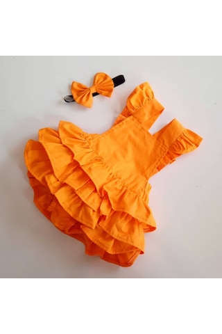 Deniz Baby Kız Bebek Elbise Romper Turuncu