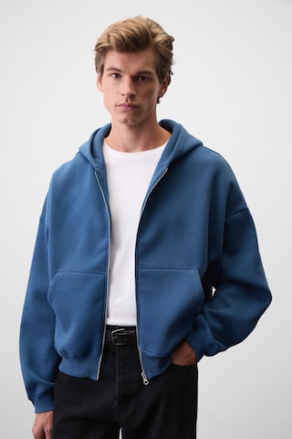 Grımelange Songulo Erkek Fermuarlı Kapüşonlu Mavi Sweatshirt