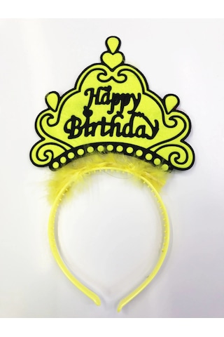 Hubrendy Cer Happy Birthday Yazılı Neon Renk Taç 12 Adet "