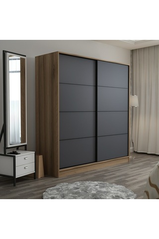 Minar Kale 2 Kapaklı Sürgülü Dolap 180 Cm - Dore/antrasit 210cm