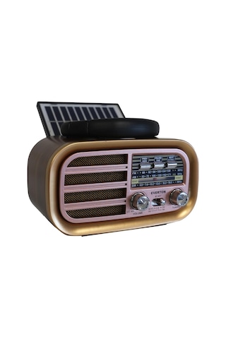 Everton RT-877 Güneş Enerji Panelli BT FM USB TF AUX Şarjlı Nostaljik Radyo