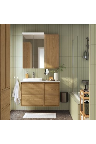 Ikea Ängsjön Banyo Duvar Dolabı, Meşe Görünümlü, 40x15x95 Cm