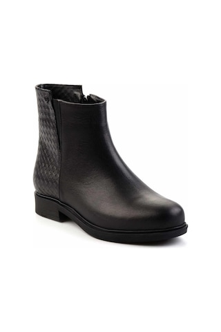 Siyah Siyah Hakiki Deri Kadın Bot & Bootie K02586307003 Siyah