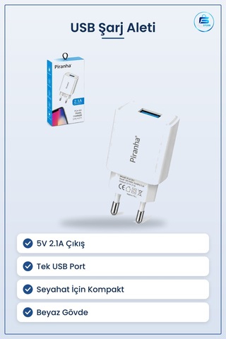 Şarj Aleti Usb Çıkışlı 5v 2.1a Seyahat Duvar Adaptörü Telefon Uyu