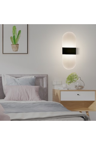 Padalink Siyah Led Akrilik Duvar Lambası - Isı Beyaz 6w, 2700-3500k, Oda/ Otel/ Koridor Dekoratif Aydınlatma Dik Köşe Siyah