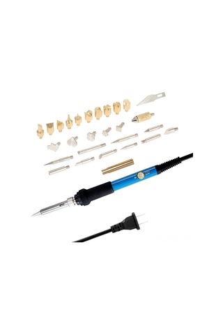 Yaozixa 60w 200-450 C Ayarlanabilir Isı Kaynağı Seti - 28 Farklı Uç, Dönüştürücü Bağlantı, Stensiller - Elektrik Tamiri Ve Dıy İçin 110v小美规