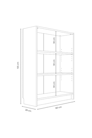 Bili Kitaplık 3 Raflı Geniş Çok Amaçlı Ofis Salon Kitap Dosya Rafı Beyaz Beyaz
