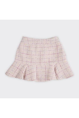 Panço Kız Çocuk Tüvit Pudra Etek Pembe