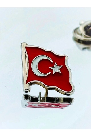 Yörük Tasarım Türk Bayrağı Gümüş Kaplama Mine Boyalı Yaka Rozeti