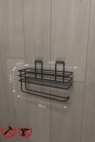 Alper Banyo Yapışkanlı Siyah Raflı Solo Havlu Askısı, Delmeden Montaj Banyo Ve Mutfak Duvar Tipi Havluluk Organizer Sku: Smgstka4870b5f06 Açık