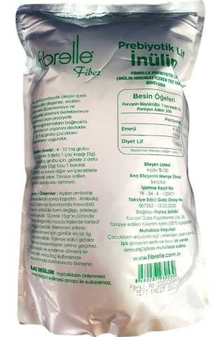 Fibrelle Prebiyotik Lif Doğal İnülin Hindiba 1 Kg x 3 Adet