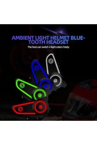 Motosiklet Kask Kulaklığı Bluetooth Mikrofon Stereo Kulaklık Intercom Rgb Işık Motorsiklet Interkom