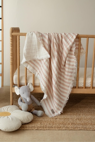 Zeypba 4 Katlı Müslin Örtü Pembe Çizgili 110x110 CM Bebek & Çocuk İçin % 100 Pamuk Pembe Melanj