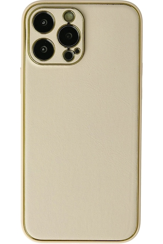 Cosmotex Newface Apple iPhone Uyumlu 13 Pro Kılıf Coco Deri Silikon Kapak - Gold