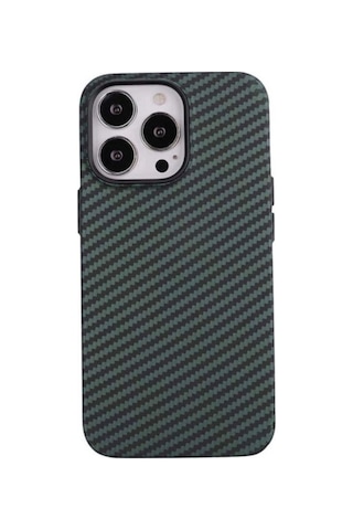 Apple Uyumlu iPhone 12 Pro Kılıf Karbon Fiber Tasarımlı Zore Karbono Kapak Koyu Yeşil