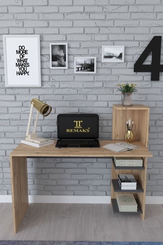 Tower Bilgisayar Masası, Pc Masası, Raflı Çalışma Masası - Meşe Diğer