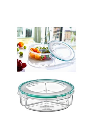 Fresh Box 3 Bölmeli Yuvarlak Saklama Kabı 1350 Ml Hava Geçirmez Sıvı Sızdırmaz Beslenme Kabı Plastik Diğer