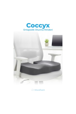 Viscofoam Ortopedik Oturma Minderi Hemeroid Kuyruk Sokumu Coccyx Oturma Minderi Visco Minder Gri