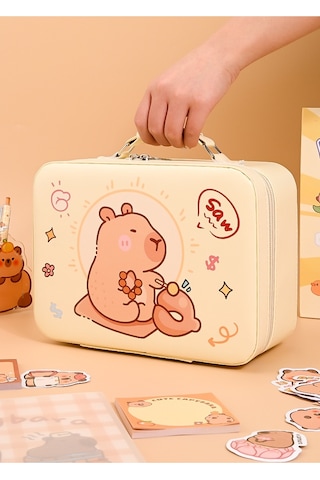 Relaxed İlkokul Öğrencileri Hatıra Hediye Kutusu Öğrenme Kırtasiye Hediye Paketi Kapibara Kırtasiye Seti-sarı