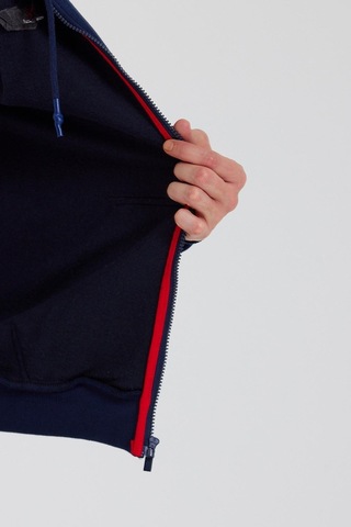 Polostate Erkek Fermuarlı Kanguru Cep 3 İplik Sweatshirt Lacivert
