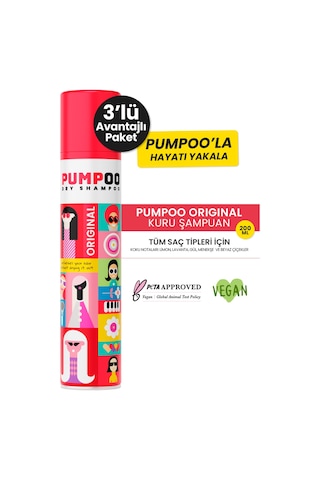 Pumpoo Kuru Şampuan 3 x 200 ML